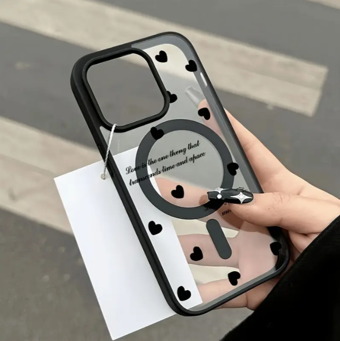 Black Heart iPhone Case β Magnetic, Anti-Drop, Aesthetic