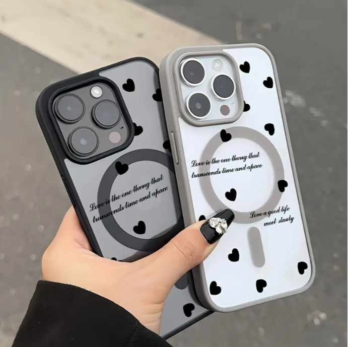 Black Heart iPhone Case β Magnetic, Anti-Drop, Aesthetic