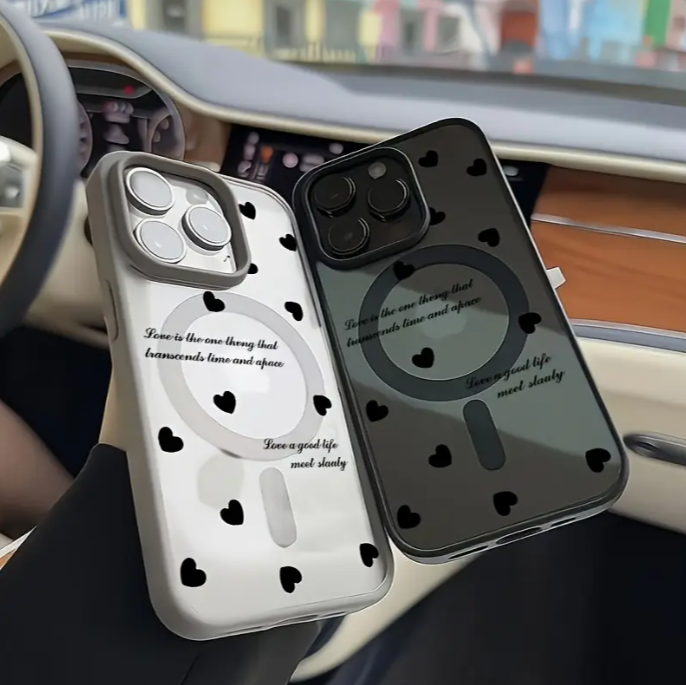 Black Heart iPhone Case β Magnetic, Anti-Drop, Aesthetic